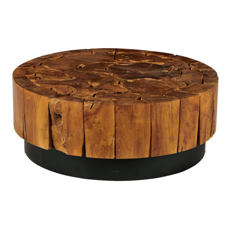 Table Basse ronde en Teck Massif Recyclé MELINA Ø 80 cm - CASITA