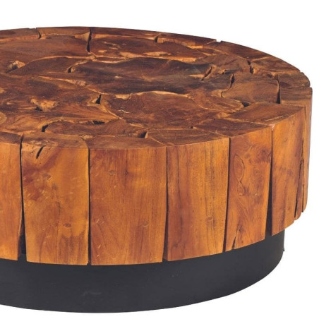 Table Basse ronde en Teck Massif Recyclé MELINA Ø 80 cm - CASITA