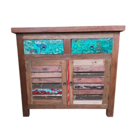 Bahut bas en bois de bateau recyclé Jambi
