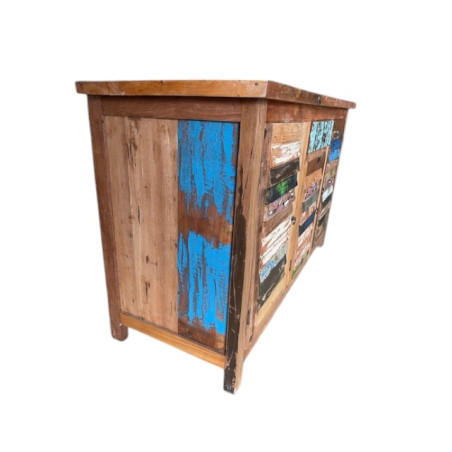 Bahut bas en bois de bateau recyclé Pana