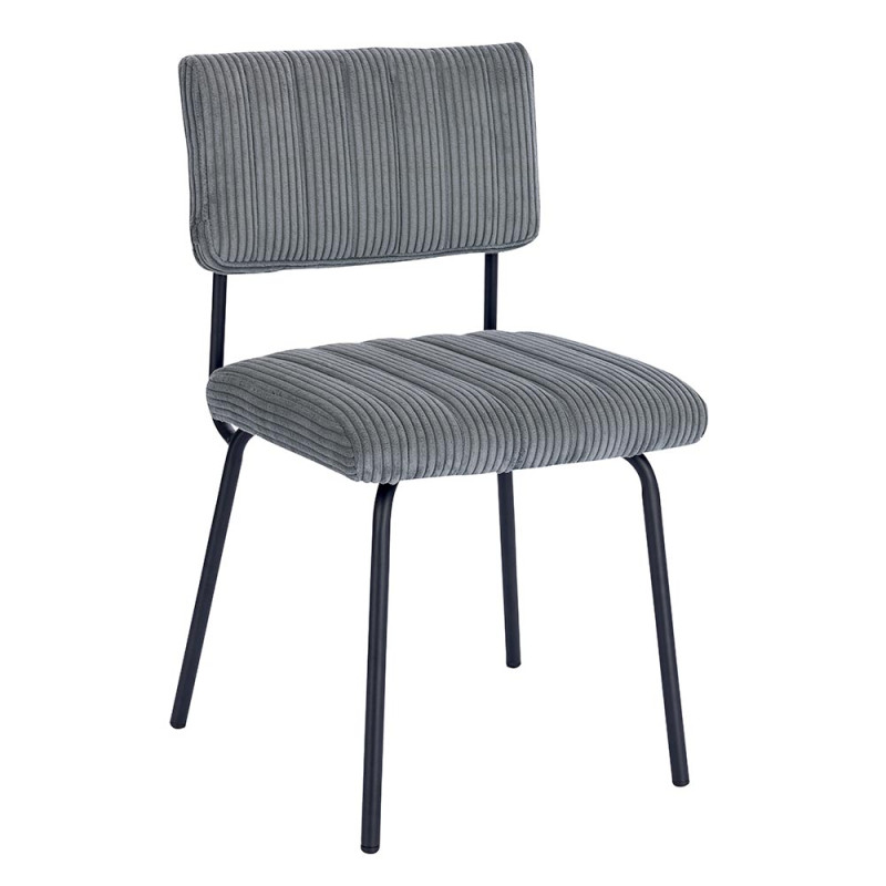Chaise velours Côtelé LINA Gris - CASITA