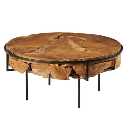 Table basse ronde en teck recyclé STETABA Ø 80 - CASITA