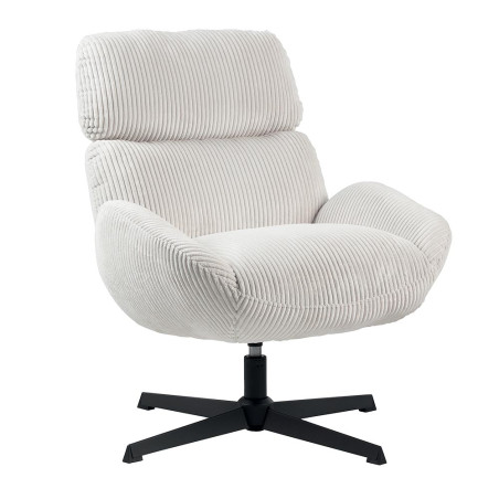 Fauteuil Tournant en Velours Côtelé BISSET Blanc - CASITA