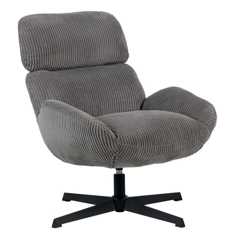 Fauteuil Tournant en Velours Côtelé BISSET Gris - CASITA