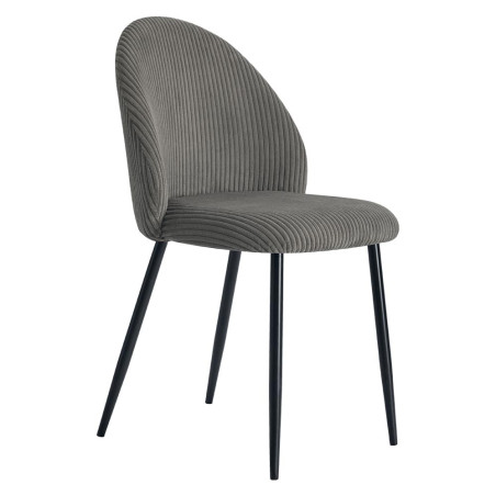Chaise Velours Côtelé BELLOT Gris - CASITA