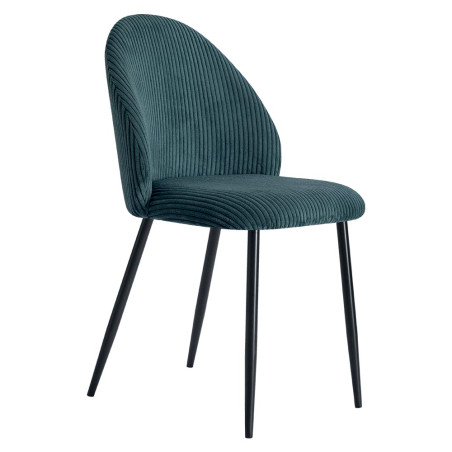 Chaise Velours Côtelé BELLOT Bleu Petrole - CASITA