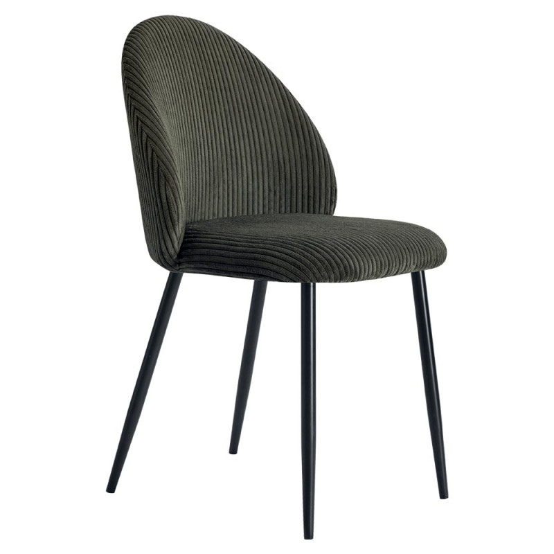Chaise Velours Côtelé BELLOT Kaki - CASITA