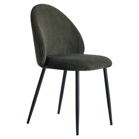 Chaise Velours Côtelé BELLOT Kaki - CASITA