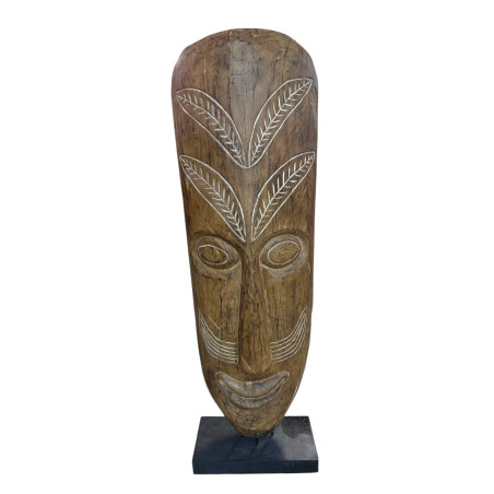 Statue Masque Tribal en Bois Sculpté Fait main 135 cm