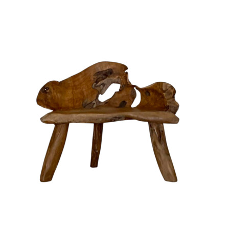 Banc Sculpté en Bois de Teck Massif – Pièce Unique Artisanale