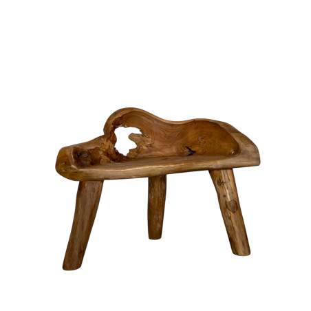 Banc Sculpté en Bois de Teck Massif – Pièce Unique Artisanale