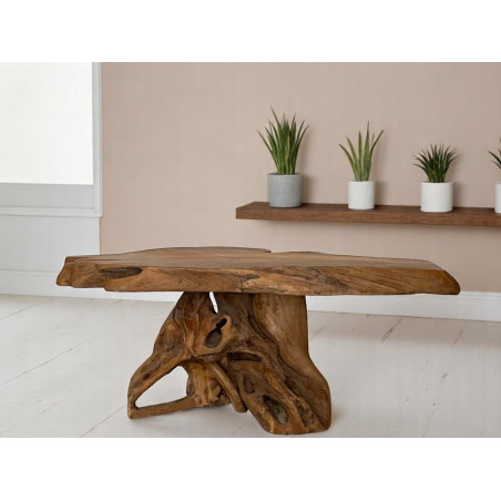 Table Basse pied central en Teck