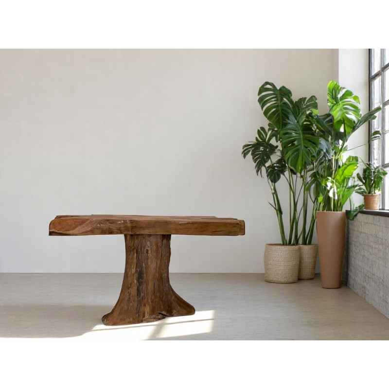 Table Basse pied central en Teck