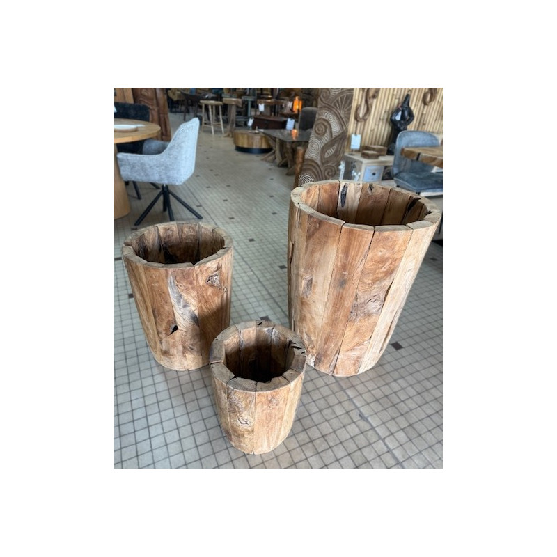 Cache Pot en Bois de teck Kebun 40 cm