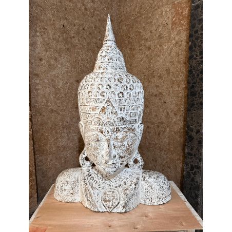 Buste de Bouddha Thaïlande en Bois d'Albizia – 87 cm