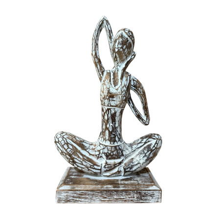 Statue Yoga - Posture de la tête de vache – Marron & Blanc 45 cm