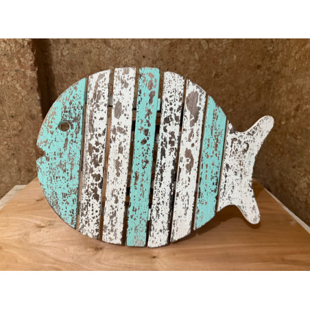 Table Pliante en Bois Sculpté Forme Poisson – Blanc Antique