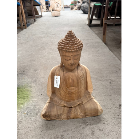 Statue Bouddha Dhyana Mudra – Bois de Suar – 30 cm