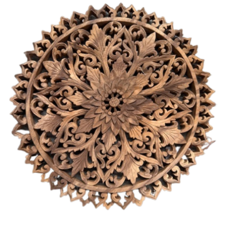 Décoration murale Mandala Fleur en bois de Suar- Ø 40 cm