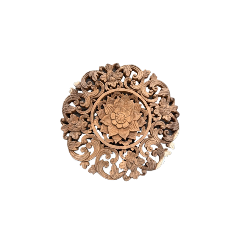 Décoration murale Mandala Lotus en bois de Suar- Ø 40 cm