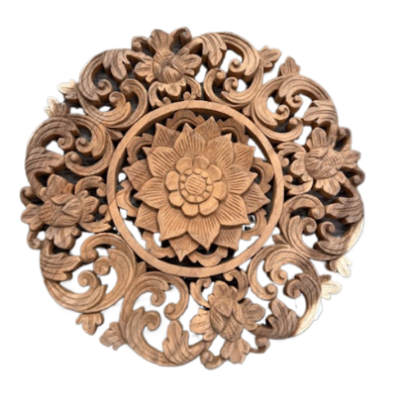 Décoration murale Mandala Lotus en bois de Suar- Ø 40 cm