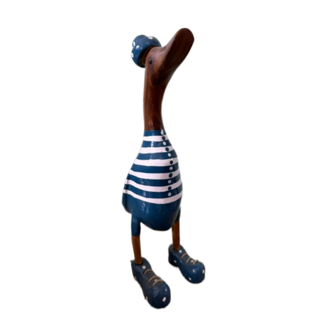 Canard Décoratif Sculpté à la Main Combinaison Bleu & Blanc
