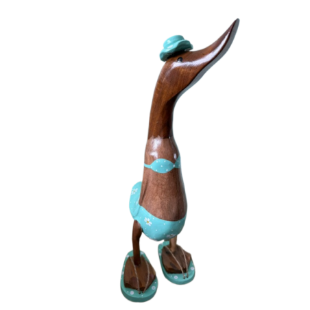 Canard Décoratif Sculpté à la Main bikini Turquoise 40 cm