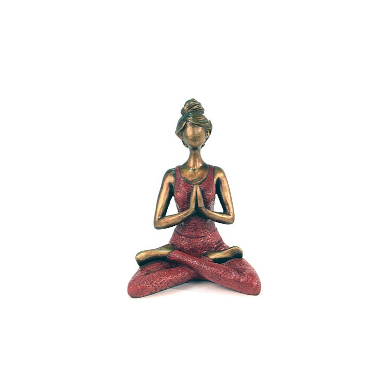 Statue Yogi Femme en résine Rouge - 18 cm