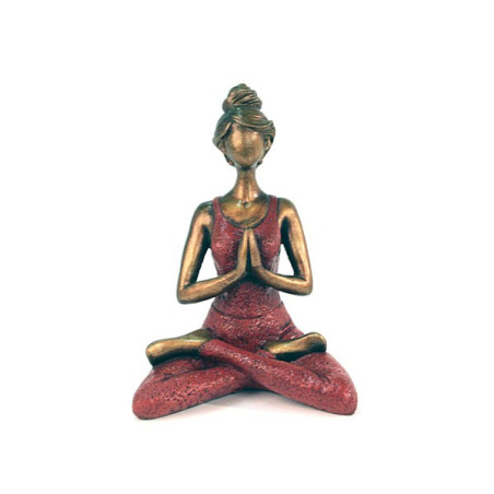 Statue Yogi Femme en résine Rouge - 18 cm