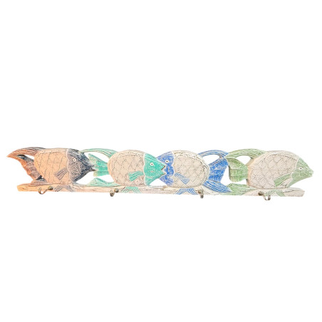 Porte-serviettes mural décoratif – Sculptures de poissons en bois