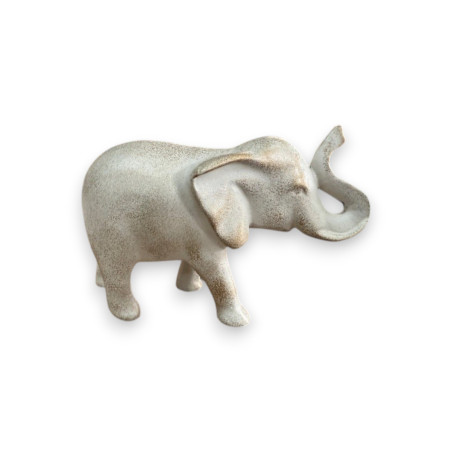Statuette Éléphant en résine Blanc Cassé -12 cm