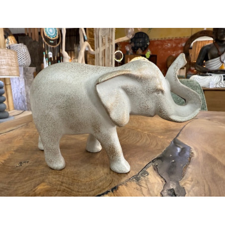 Statuette Éléphant en résine Blanc Cassé -12 cm