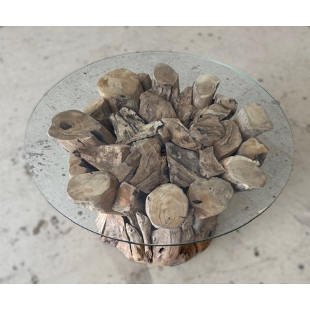 Table Basse Ronde  Racine de teck flotté  -  ∅ 80 cm