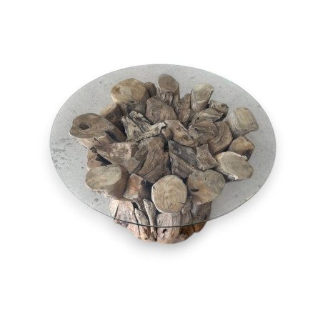 Table Basse Ronde  Racine de teck flotté  -  ∅ 80 cm