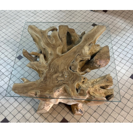 Table basse Carrée en  Racine de teck -  65x65 cm