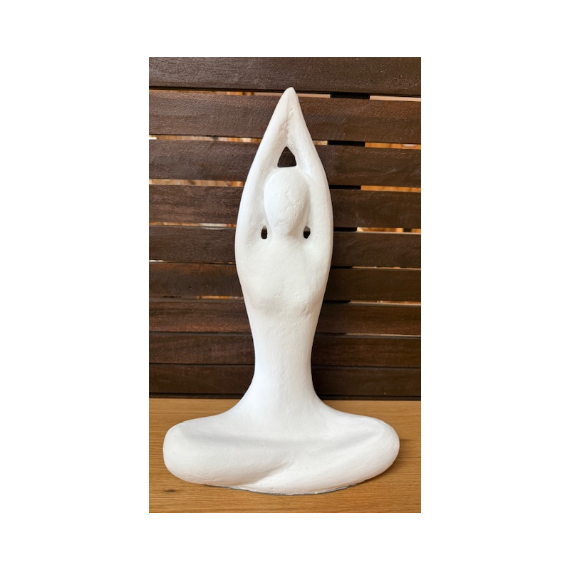 Statue Yogi En Terre Cuite - Blanc