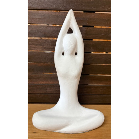 Statue Yogi En Terre Cuite - Blanc