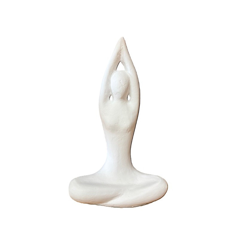 Statue Yogi En Terre Cuite - Blanc