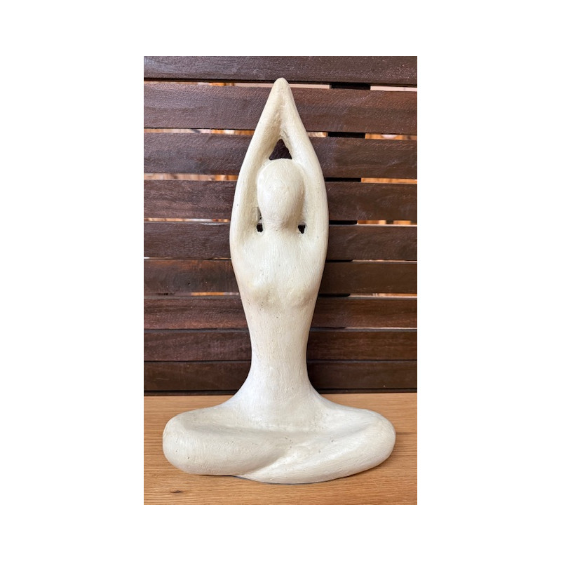 Statue Yogi En Terre Cuite - Crème