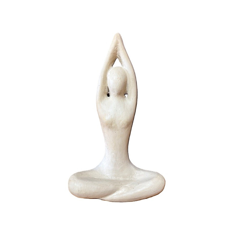 Statue Yogi En Terre Cuite - Crème