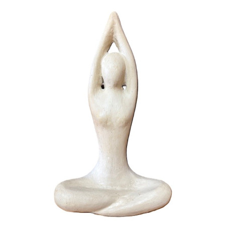 Statue Yogi En Terre Cuite -  Crème