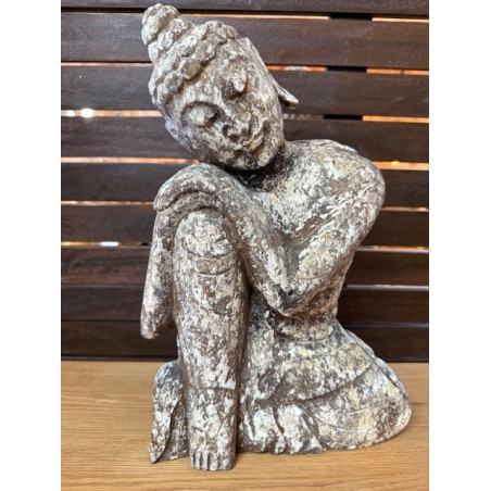 Statue Bouddha Antique – Bois de Suar –  40 cm