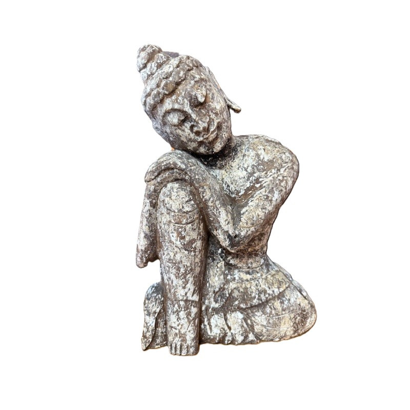 Statue Bouddha Antique – Bois de Suar – 40 cm