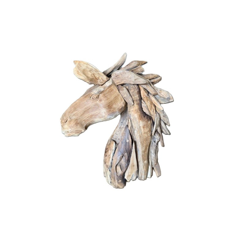 Sculpture Tête de cheval en bois flotté 50x50cm