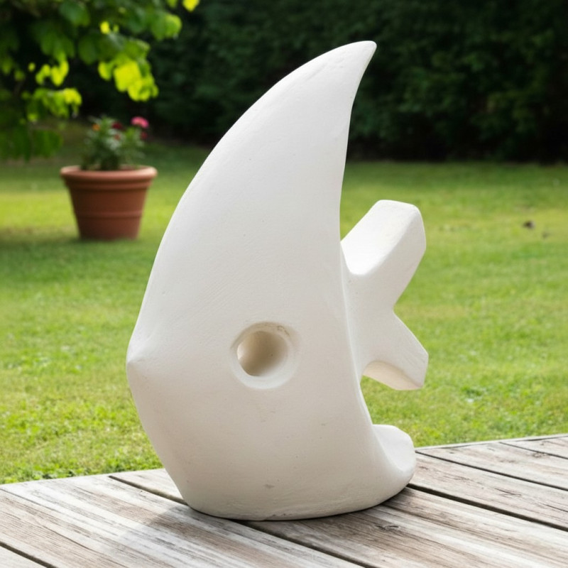 Statue Jardin Poisson 55 cm - Blanc