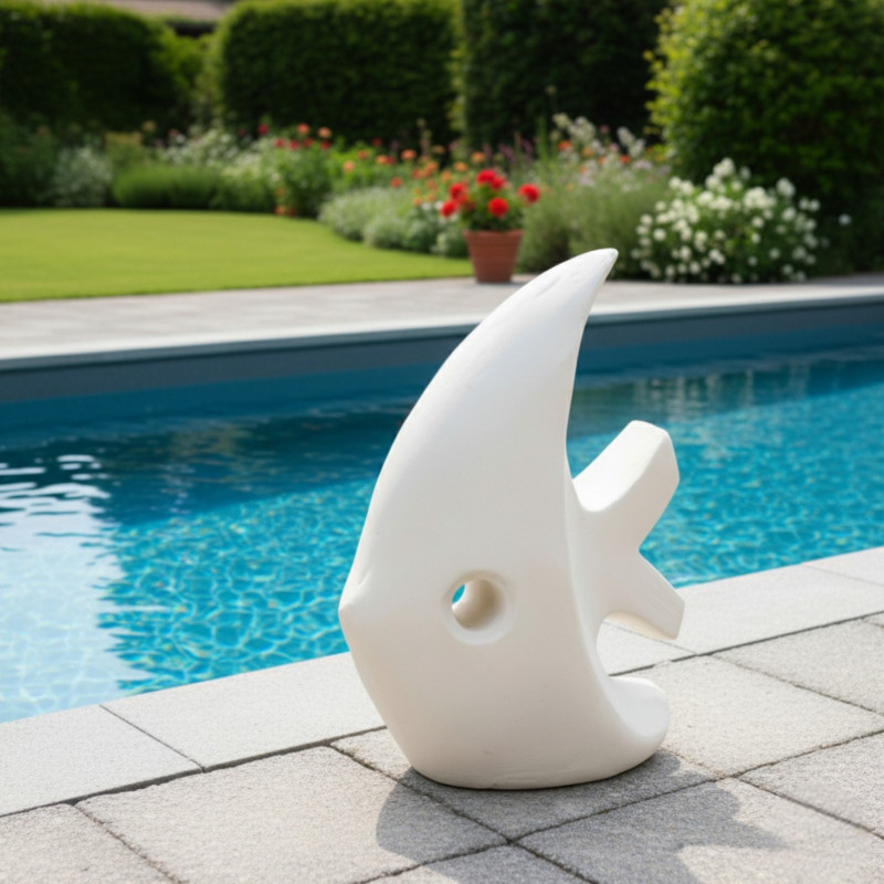 Statue Jardin Poisson 100 cm - Blanc