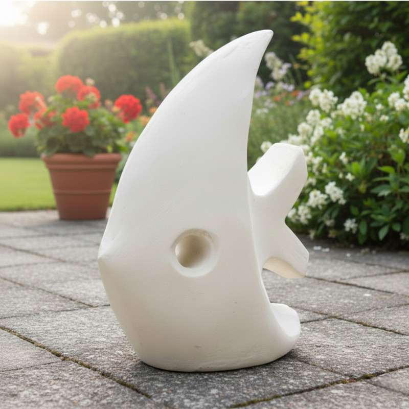 Statue Jardin Poisson 70 cm - Blanc