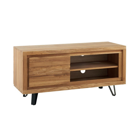 Meuble tv WAVE – 1 porte , 2 Niches Chêne Massif & Métal Noir- CASITA