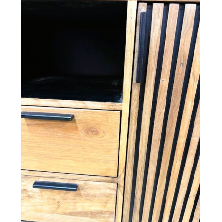 Table basse OPLAND – Teck Recyclé & Métal Noir - CASITA