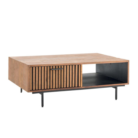Table basse OPLAND – Teck Recyclé & Métal Noir - CASITA